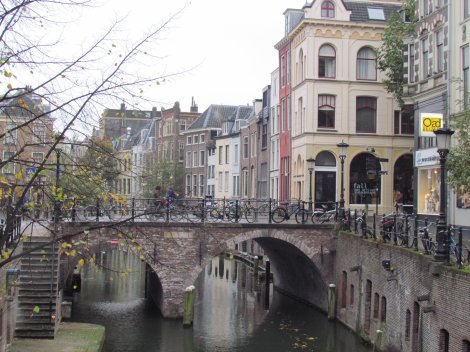 Oudegracht and Domtoren in Utrecht, Netherlands